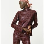 ZARA  SEQUINNED TOP Blouse High Neck & Long Sleeves w/ Slit Size XS NEW Photo 5