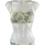 Triangl  Inesa Indigo Cream Floral Smocked Cheeky Two Piece Bikini Set Swimwear L Photo 0