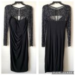 Betsy and Adam  Rhinestone Long Sleeve Cutout Sheath Dress Black 6‎ Photo 3
