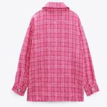 ZARA Pink Woven Plaid Overshirt Photo 2