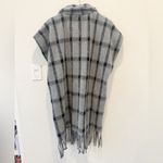 ZARA  Plaid Wool Blend Oversized Poncho Fringe Hem size XS Photo 3