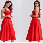 House Of CB  'Adabella' Italian Tomato Cotton‎ Halter Sundress NWOT size L Photo 2