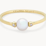 Kendra Scott Cathleen 14k Yellow Gold Band Ring Freshwater Cultured Pearl Photo 0