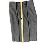 Alberto Makali Black Herringbone A-Line Pleated Button Detail Midi Skirt Size 14 Photo 3