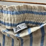 ZARA Striped Blue Beige Shorts Photo 3