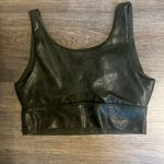 Aerie Offline by Hugger Faux Leather Sports Bra Crackle Olive Daze Green Small Photo 3