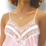 Vintage 60s Slipdress Chemise Nightgown Pastel Pink Nylon Sleeveless Lace Dress Size M Photo 1