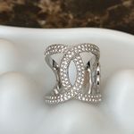White Gold Plated Rhinestones Fashion Cocktail Ring Size 8 Photo 1
