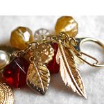 Source Unknown NWT Ruby Red Beaded Faux Pearl Gold Charms Bag Tassel Purse Charm 3.5" Keychain Photo 2