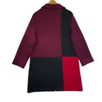 St. John  Patchwork Colorblock Knit Wool Twill Coat in Caviar Ruby Multi Large Photo 5