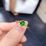 18K Gold Plated Adjustable Birthstone Green Crystal Emerald Ring for Women Photo 1