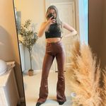 Edikted  Luna Faux Leather Flare Jeans brown small Photo 2