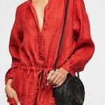 Free People | Rust Linen Romper Photo 0