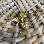 Gold Cherub Holding Rhinestone Brooch Pin 1.25" x .75" Photo 0