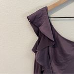 The Limited  Purple Satin Ruffle Front Knit Back‎ One Shoulder Blouse Size S Photo 1