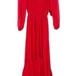 Maje  Rachana Red Crepon Maxi Dress Holiday Long Sleeve Modest NEW Photo 2