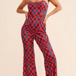 Hutch  Velvet Check Bright Colored Wide Leg Strapless Jumpsuit Size 16W Photo 15