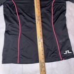 J. Lindeberg logo charcoal gray Polo Shirt Pink piping‎ Athletic Golfing fitted Size M Photo 6