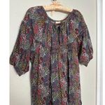Vintage Toast Suzi Kondi Paisley Mini Dress Tiered Ruffle Multicolor 100% Cotton Blue Size M Photo 2