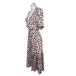Topshop  Pink V Neck Printed Tie Waist Drop Waist Flowy Midi Wrap Dress Size 4 Photo 1