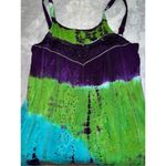 Women’s Tie Dye Spaghetti Strap Dress/top MEDIUM Green Photo 4