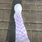 Nasty Gal Purple Checker Print Plisse Pants Photo 3
