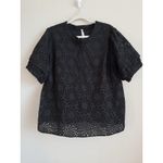 Leo & Nicole Women's Black Embroidered Eyelet Boho Blouse Top Size 1X Lined Photo 2