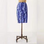 Anthropologie Eva Franco Blue Motif Tie Dye Araca Pencil Skirt Size 14 EUC! Photo 2