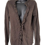 Lands' End Sz S 6 8 Ruffle Front Cardigan Brown Wool Blend Cottagecore Regency Photo 0