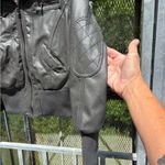 Ci Sono By Cavalini Faux Leather Gray Jacket Sz Medium Top Gun Bomber Style Zip Photo 3