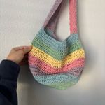 Handmade Pastel rainbow crochet tote bag  Photo 3