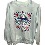 Jerzees VTG 90s  Ice Blue Snowman Cabin Winter Sweatshirt USA L Photo 0