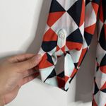 Van Heusen Women Blouse Geometric Print Multicolor XL Semi Sheer Pull Tab Sleeve Photo 6