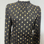 Chic Long Sleeve Black Dress with Gold Accents Size L Photo 0