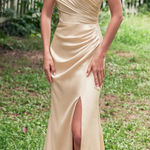 STACEES Sheath/Column V Neck Sleeveless Floor Photo 0