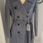 SOIA & KYO  Safira Double Breasted Wool Herringbone‎ Coat, Black/Gray Medium NWT Photo 0