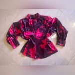 Nine West  DRESS BLOUSE  HIGH NECK LONG SLEEVES PLUZ SIZE XXL Pink Floral Photo 3