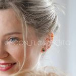 Tiny Rose Gold Rainbow CZ Flat Back Earrings Pink Photo 2