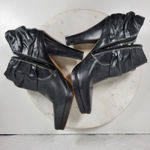 Facade Zena Ankle Boots Womens 10 Black Leather Gathered Snap Platform Heeled Photo 9