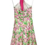 Lilly Pulitzer Floral Midi Dress Sz 2 Cotton Silk Blend Halter Neck Bow Tie Back Photo 1