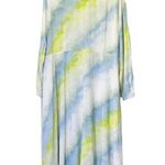 Laurie Felt Long Sleeve Button Front Maxi Dress Aqua Green Tie Dye Plus Size 26W Photo 2