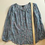 Talbots  Womens Multicolor Semi Sheer Long Sleeve Blouse Sz LP‎ | Colorful Office Photo 12