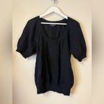 EXPRESS  Black Shimmer Loose Knit Puff Sleeve Mohair/Wool Blend Sweater Medium Photo 2