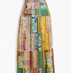 Alice + Olivia  deep V low back Karolina patchwork printed linen blend maxi dress Photo 2