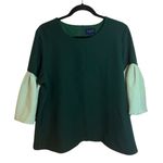 Tuckernuck Avon Lane  Green Colorblock Harper Bell Sleeve Blouse Photo 0