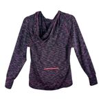 Tangerine  Pink Black Space Dye Hooded Lightweight Athletic Pullover Top Size L Photo 1