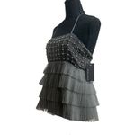 Alice + Olivia NWT Grey Embellished Tiered Tutu Silk Halter Top - Size Medium Photo 8