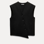 ZARA NWT Bloggers Fave Waistcoat Vest Black Medium Oversized Heavyweight Photo 4