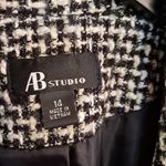 AB Studio  Black and White Herringbone‎ Real Pocket Blazer Size 14 Photo 2