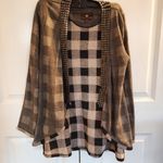 Heartloom Revolve  Brown checker Plaid duster Shrug with Metal Appliqué small Photo 5